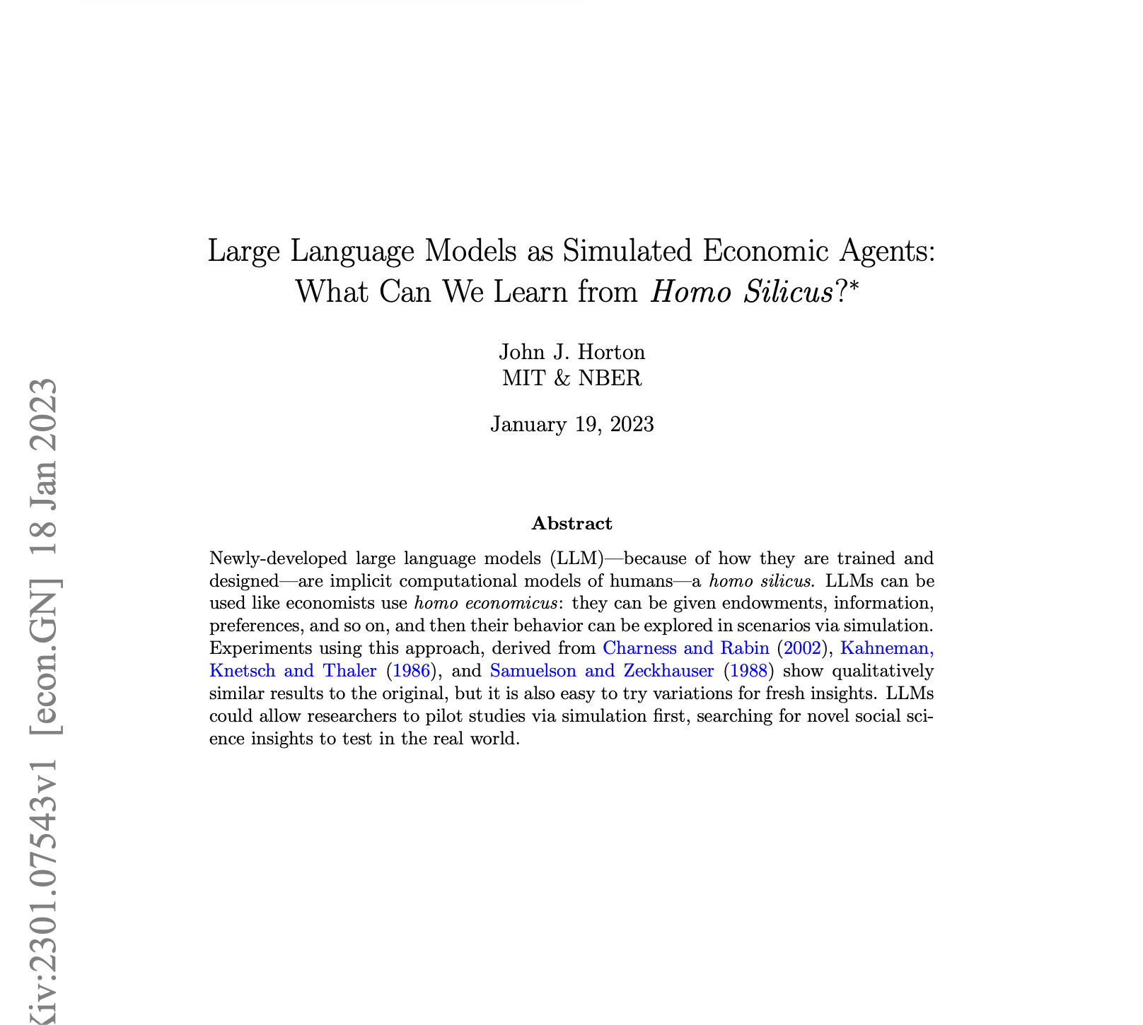 Large Language Models As Simulated Economic Agents: What Can We Learn from Homo Silicus?