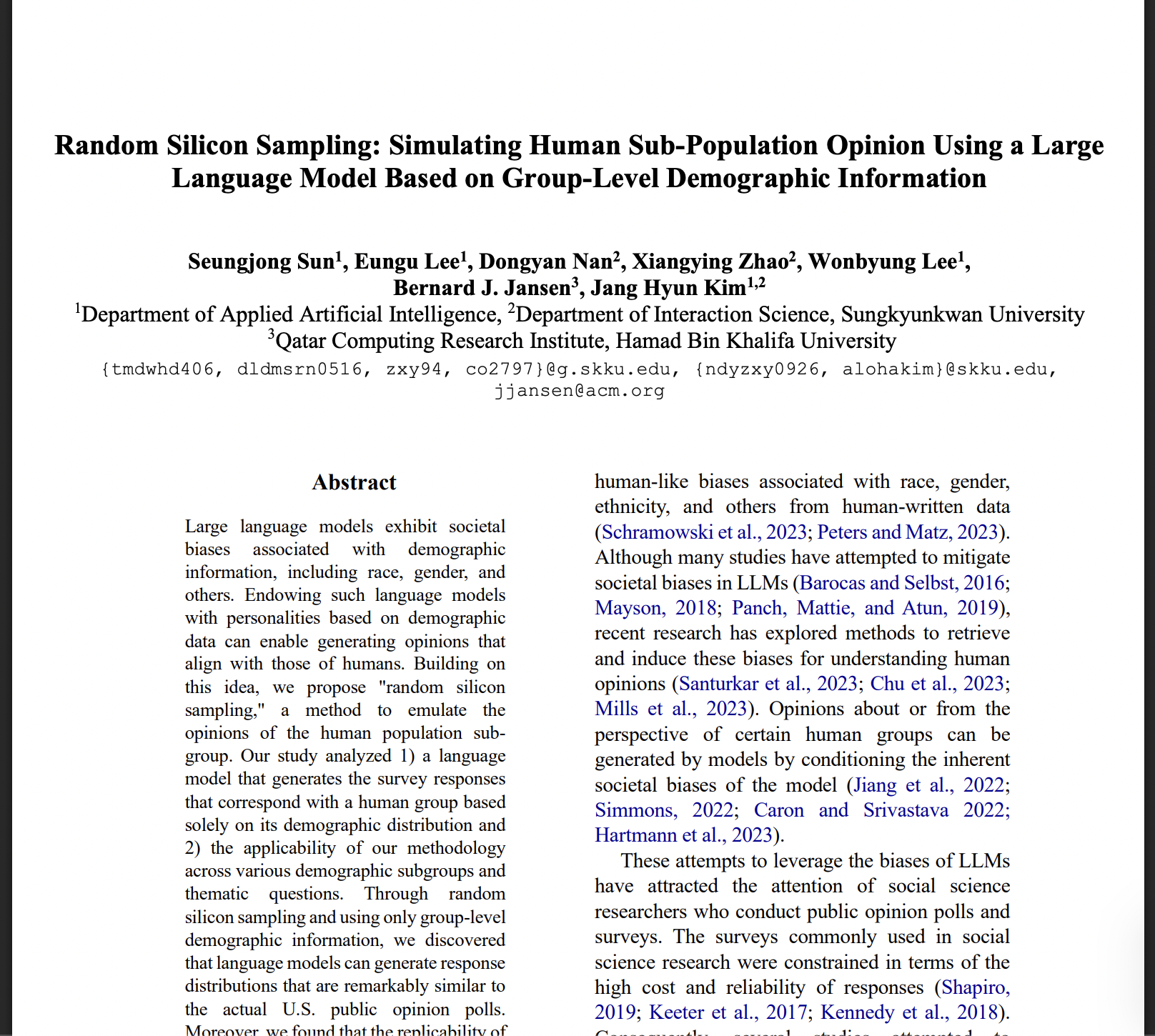 Random Silicon Sampling: Simulating Human Sub-population Opinion Using a Large Language Model Based on Group-level Demographic Information