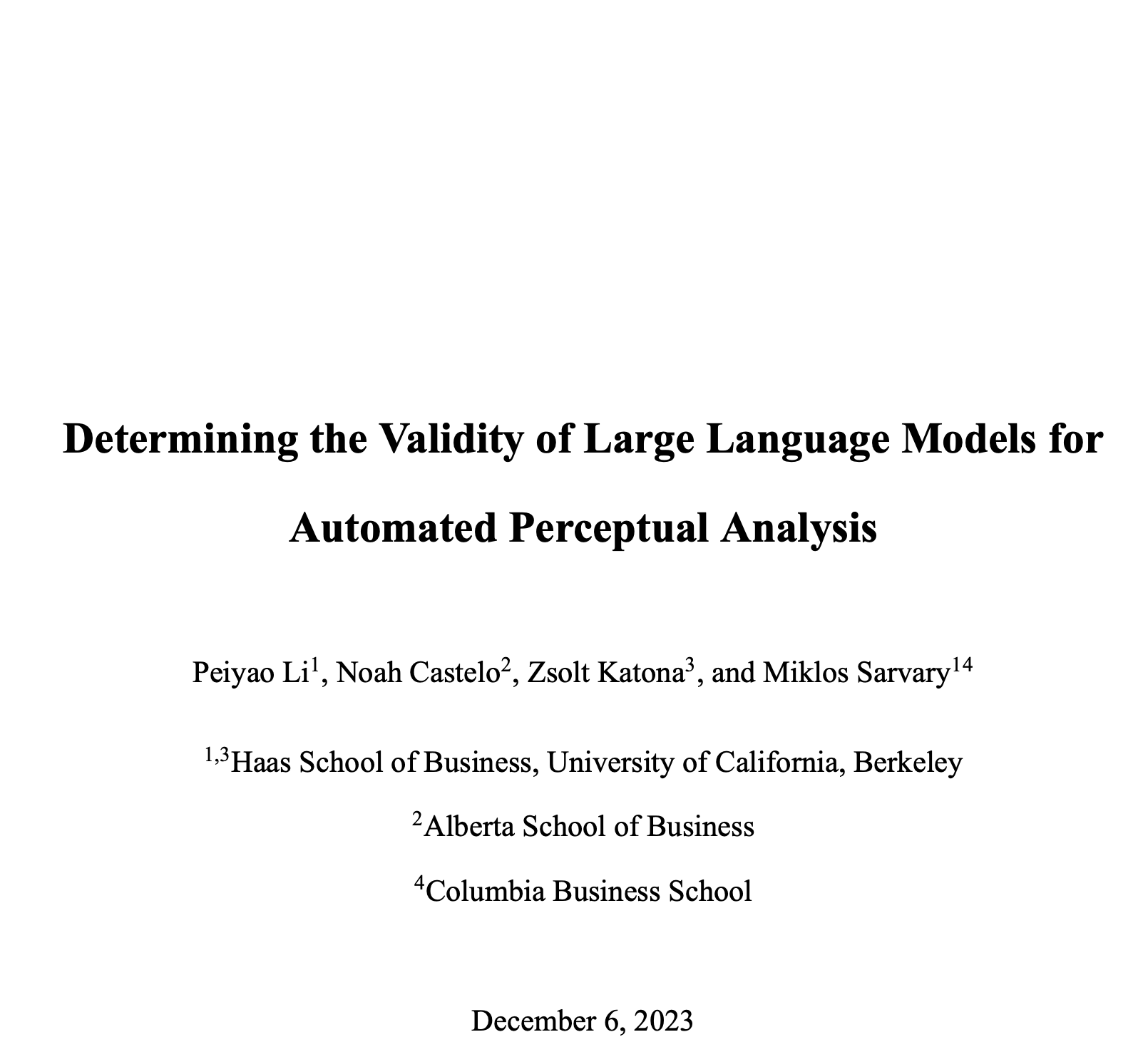 Determining the Validity of Large Language Models for Automated Perceptual Analysis