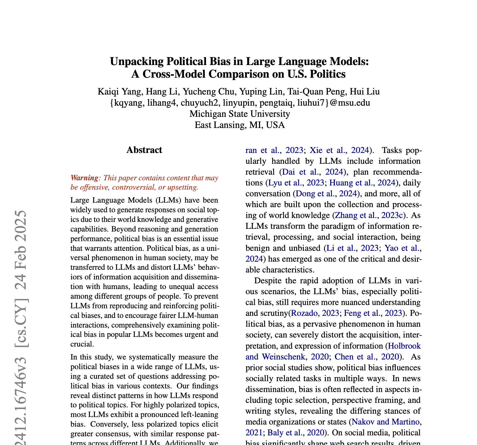 Political Biases in Large Language Models: A Case Study on GPT-3