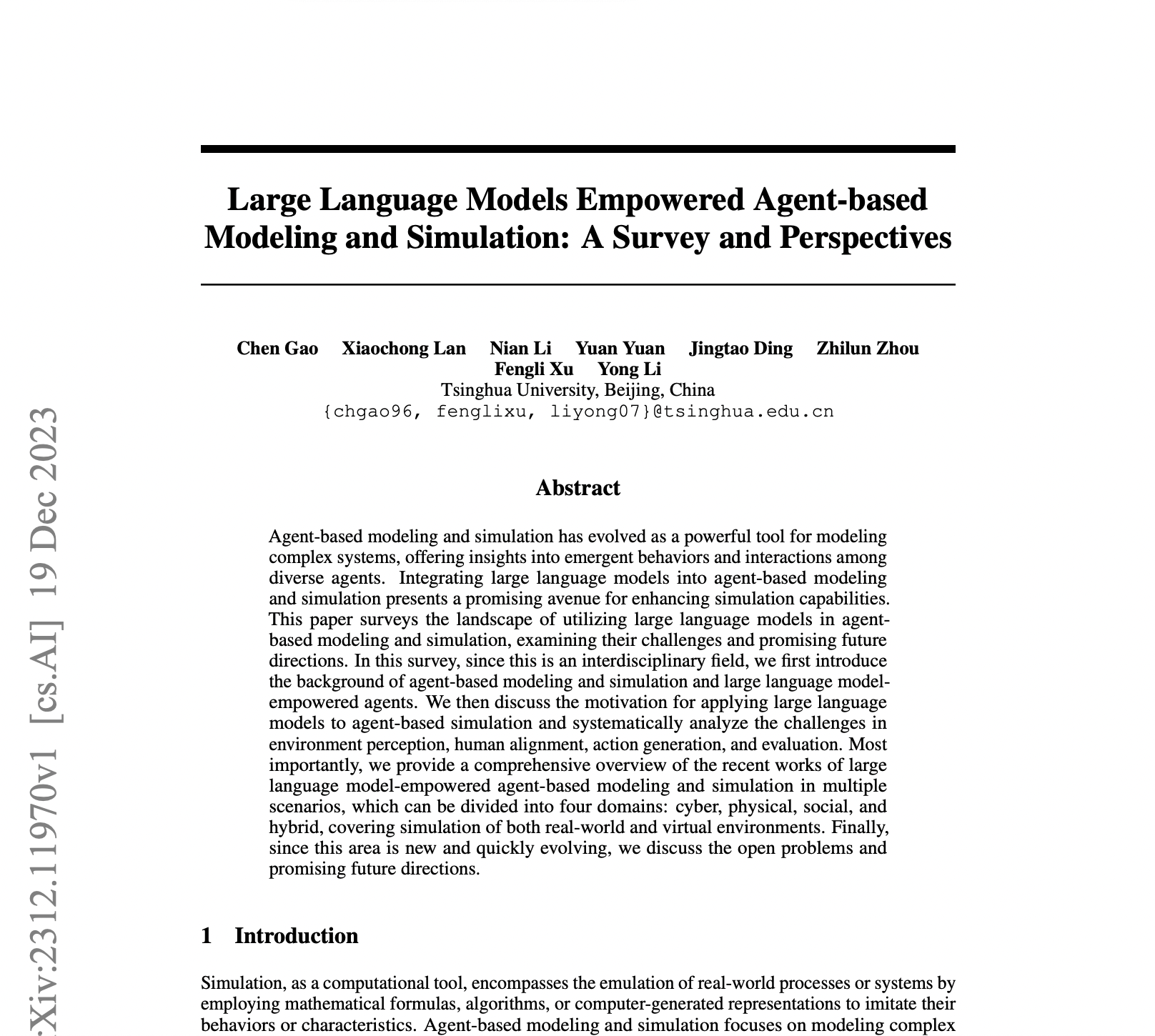 Large Language Models Empowered Agent-based Modeling and Simulation: a Survey and Perspectives