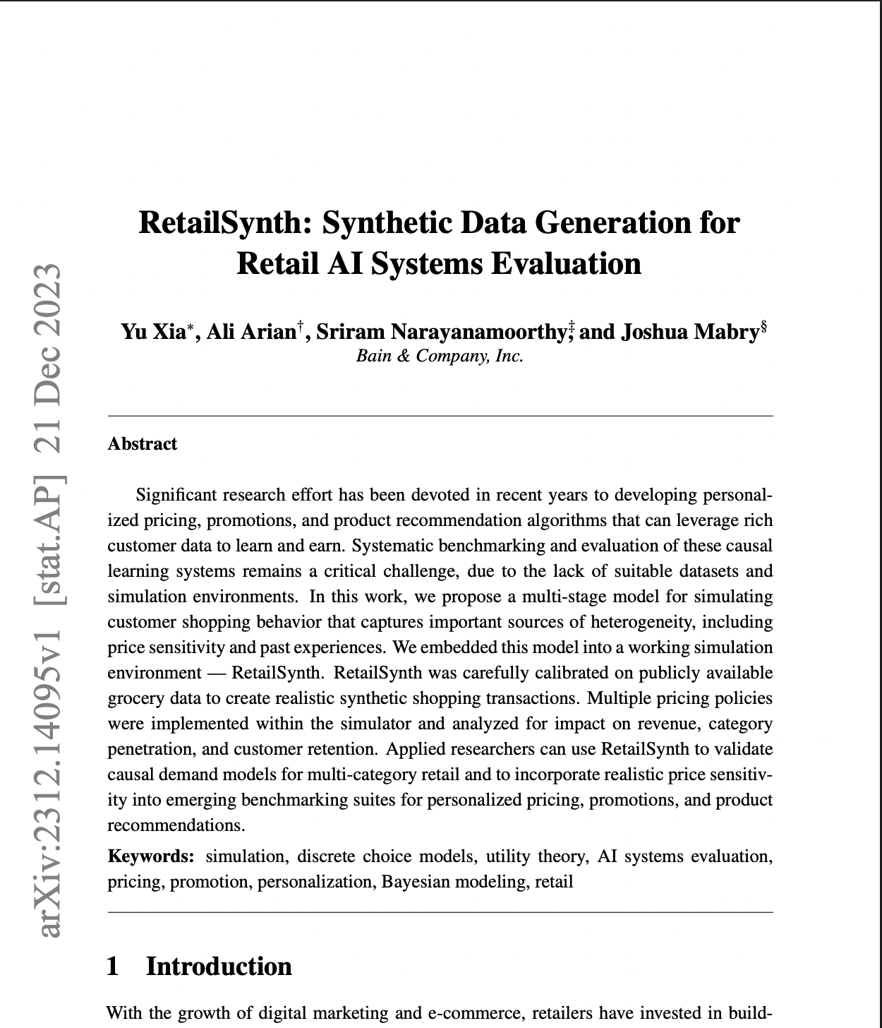 RetailSynth: Synthetic Data Generation for Retail AI Systems Evaluation
