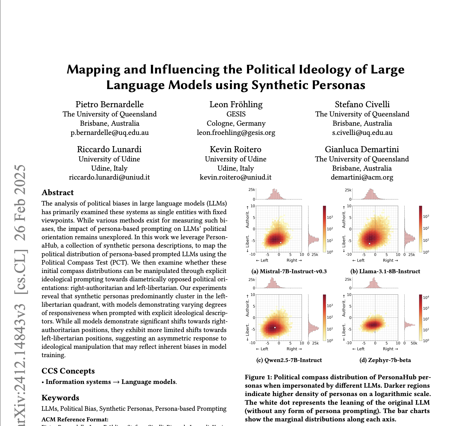Mapping and Influencing the Political Ideology of Large Language Models using Synthetic Personas