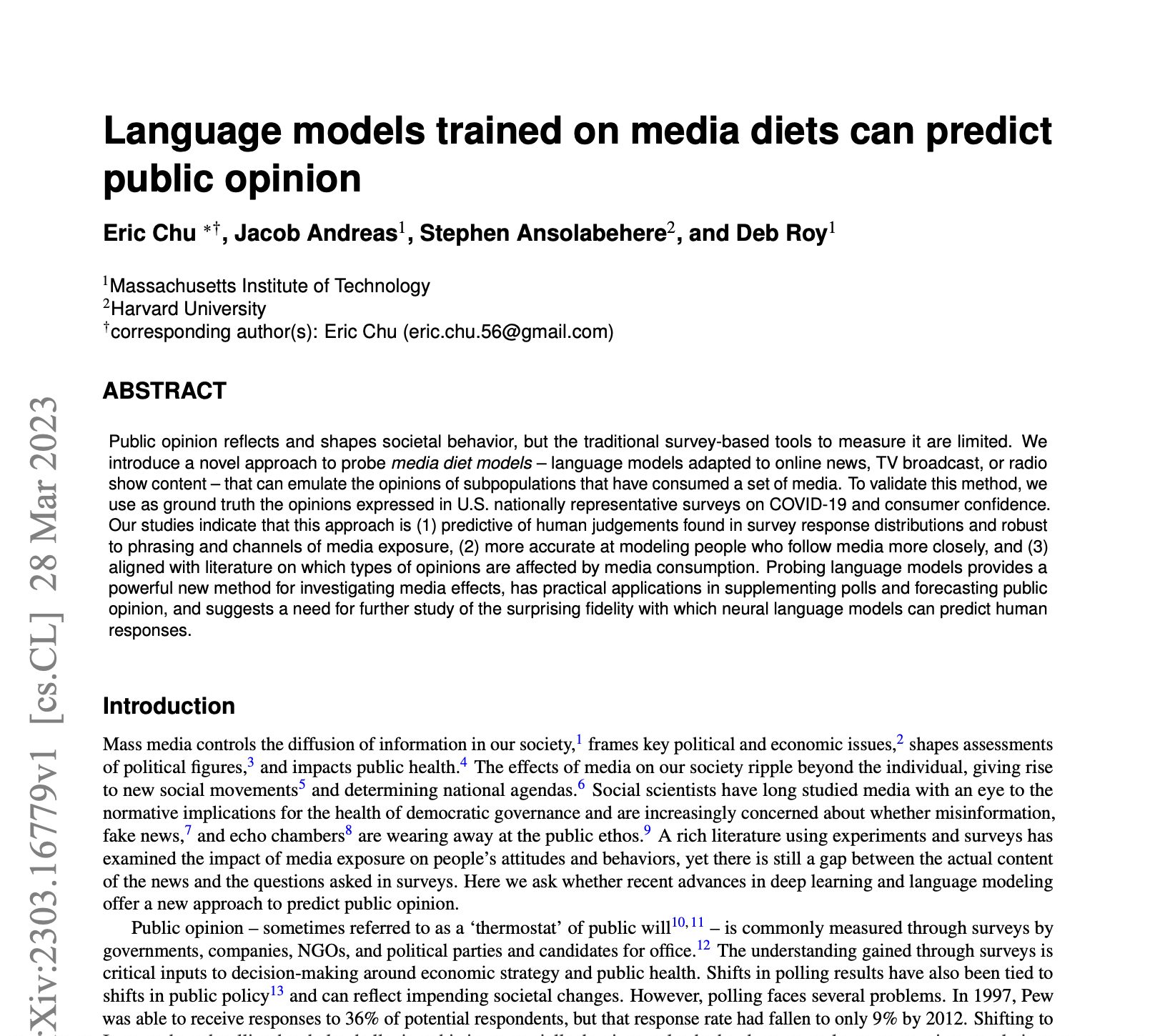 Language Models Trained on Media Diets Can Predict Public Opinion